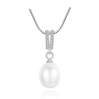 Waterdrop Natural Pearl and Crystal 925 Sterling Silver Necklace