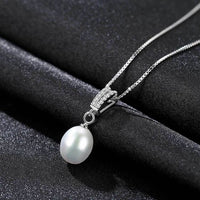 Waterdrop Natural Pearl and Crystal 925 Sterling Silver Necklace