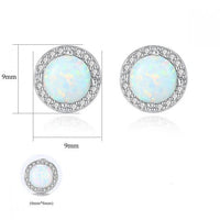 Round Opal and Cubic Zirconia Sterling Silver Stud Earrings