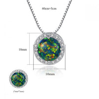 Round Opal and Cubic Zirconia 925 Sterling Silver Necklace