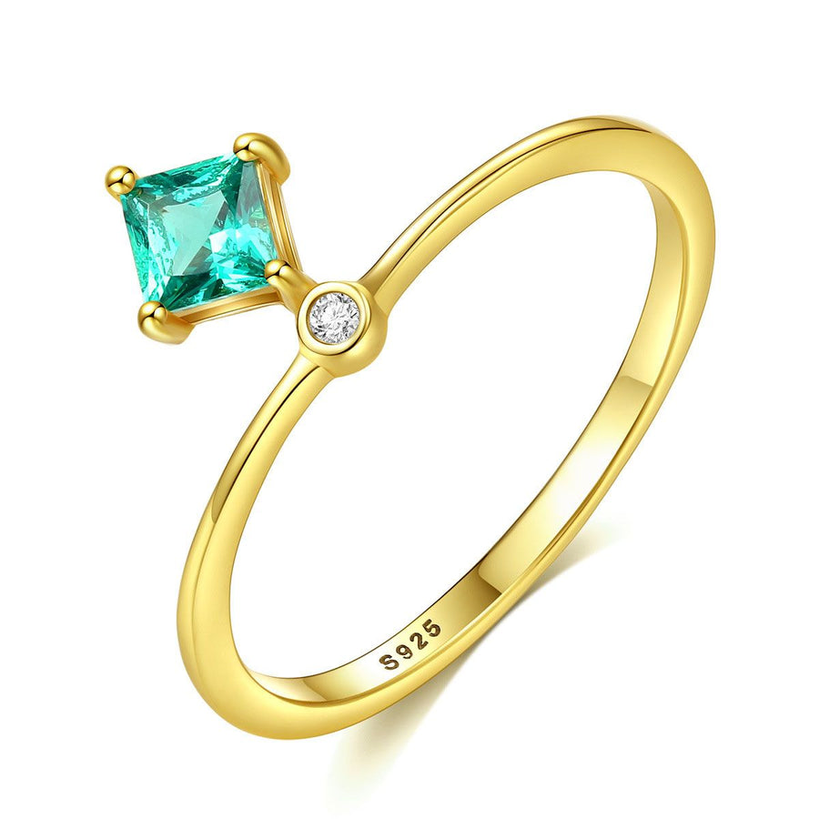 Green Cubic Zirconia 925 Sterling Silver Ring