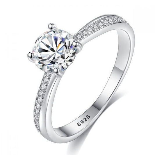 Classic Round Cubic Zirconia Ring in Sterling Silver
