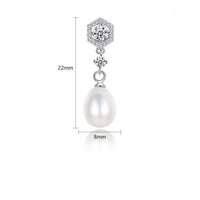 Natural Pearl Crystal 925 Sterling Silver Dangling Earrings