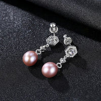Natural Pearl Crystal 925 Sterling Silver Dangling Earrings