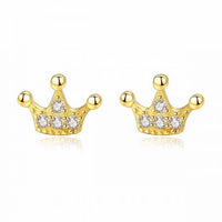 Crown Queen Crystal 925 Sterling Silver Stud Earring