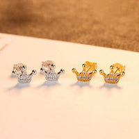 Crown Queen Crystal 925 Sterling Silver Stud Earring
