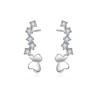 Crystal Star Butterfly Sterling Silver Stud Earrings