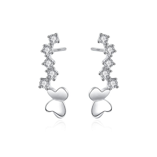 CZ Star Butterfly Sterling Silver Stud Earrings