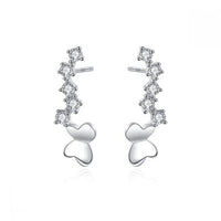Crystal Star Butterfly Sterling Silver Stud Earrings