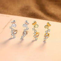 Crystal Star Butterfly Sterling Silver Stud Earrings