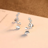 Crystal Star Butterfly Sterling Silver Stud Earrings