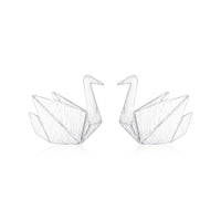 Folded Paper Crane Stud Earrings