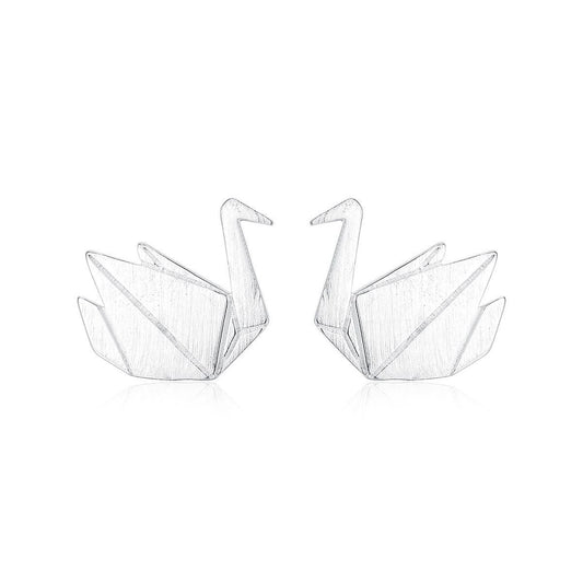 Folded Paper Crane Stud Earrings