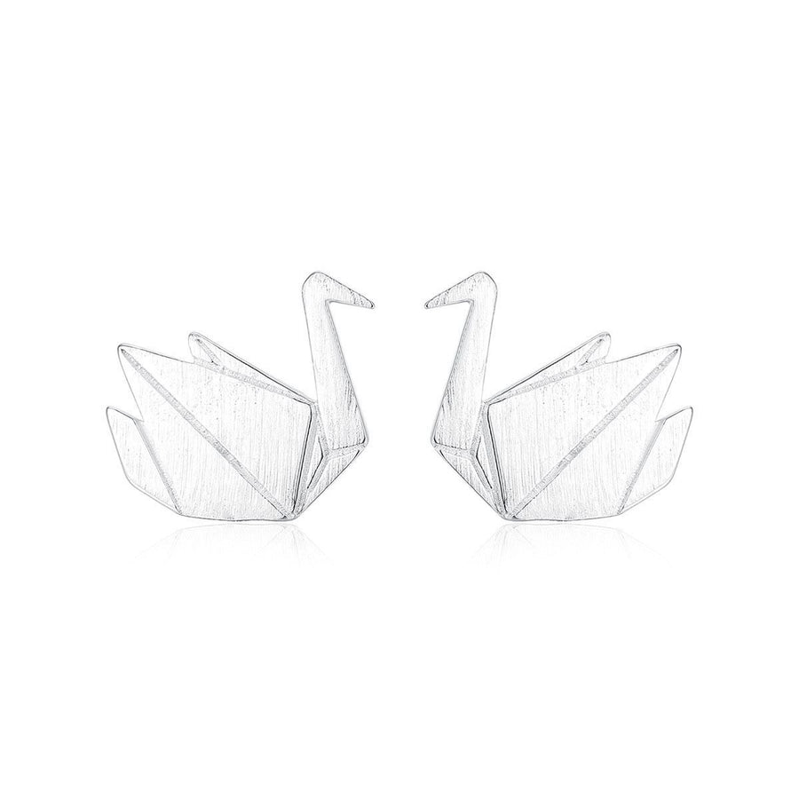 Folded Paper Crane Stud Earrings
