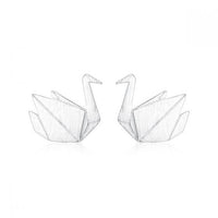 Folded Paper Crane Stud Earrings