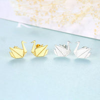 Folded Paper Crane Stud Earrings