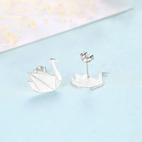 Folded Paper Crane Stud Earrings