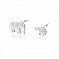 Mother and Child Elephant Sterling Silver Stud Earrings