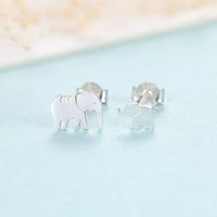 Mother and Child Elephant Sterling Silver Stud Earrings