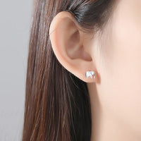 Mother and Child Elephant Sterling Silver Stud Earrings