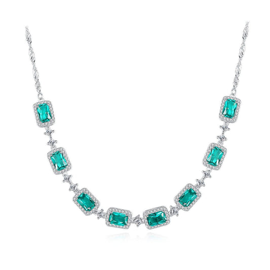 Geometry Treated Crystal CZ Necklace in 925 Sterling Silver