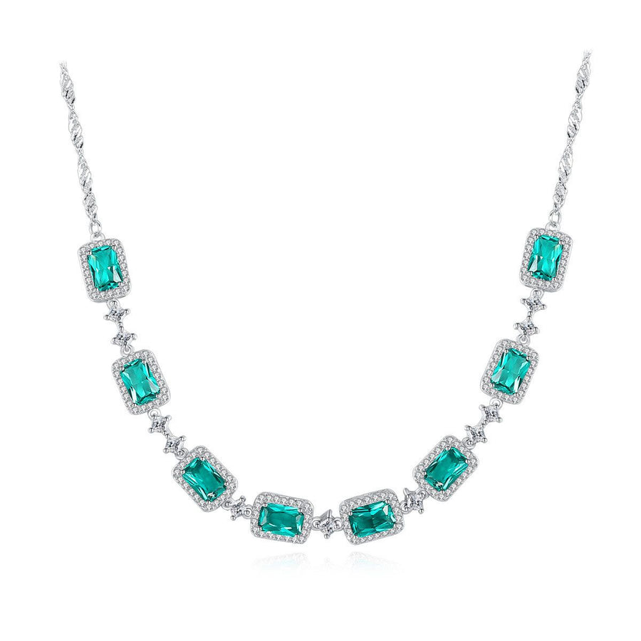 Geometry Treated Crystal Crystal Necklace in 925 Sterling Silver