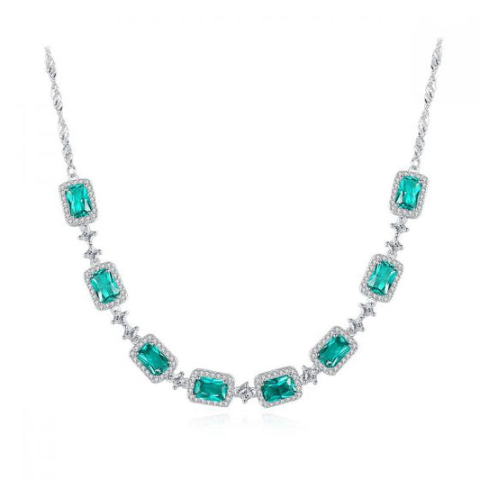 Geometry Treated Crystal CZ Necklace in 925 Sterling Silver