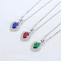 Holiday Crystal Heart Waterdrop Necklace