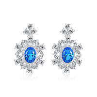 Modern Oval Flower 925 Sterling Silver Drop Earrings