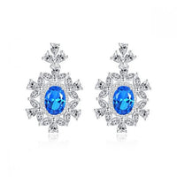 Modern Oval Flower 925 Sterling Silver Drop Earrings