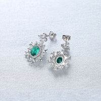 Modern Oval Flower 925 Sterling Silver Drop Earrings