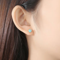 Bridesmaid Heart Created Opal Stud Earrings