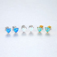 Bridesmaid Heart Created Opal Stud Earrings