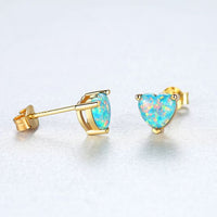 Bridesmaid Heart Created Opal Stud Earrings