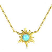 Created Opal Sunflower Necklace in 925 Sterling Silver