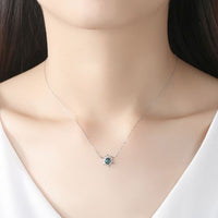 Created Opal Sunflower Necklace in 925 Sterling Silver