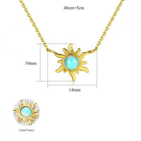 Created Opal Sunflower Necklace in 925 Sterling Silver