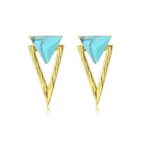 Created Turquoise Triangle Sterling Silver Stud Earrings