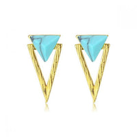 Created Turquoise Triangle Sterling Silver Stud Earrings