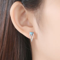 Created Turquoise Triangle Sterling Silver Stud Earrings