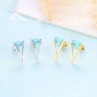 Created Turquoise Triangle Sterling Silver Stud Earrings