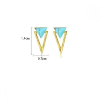 Created Turquoise Triangle Sterling Silver Stud Earrings