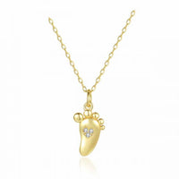 Mini Crystal Feet 925 Sterling Silver Necklace