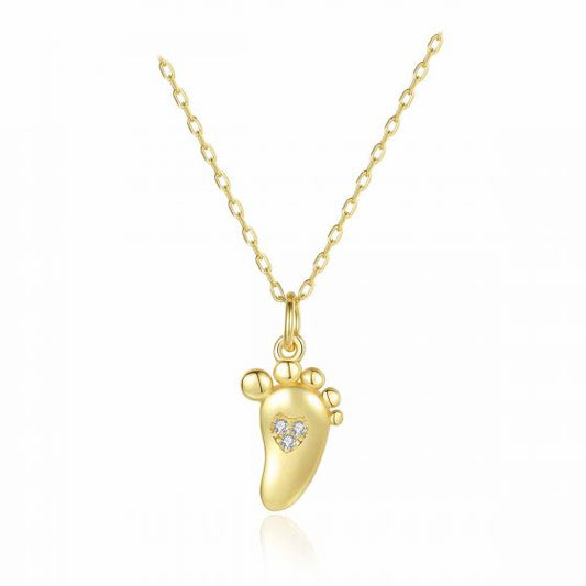 Mini CZ Feet 925 Sterling Silver Necklace