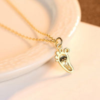 Mini Crystal Feet 925 Sterling Silver Necklace