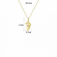 Mini Crystal Feet 925 Sterling Silver Necklace