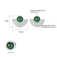 Semicircle Created Opal Round Sterling Silver Stud Earrings