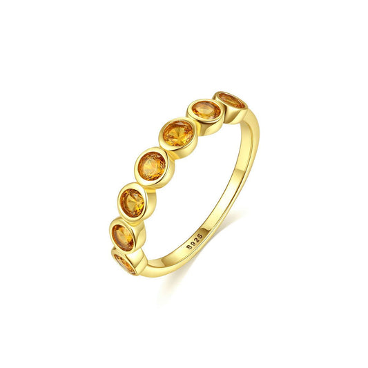 Round Yellow CZ 925 Sterling Silver Ring