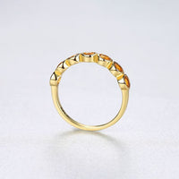 Round Yellow Crystal 925 Sterling Silver Ring