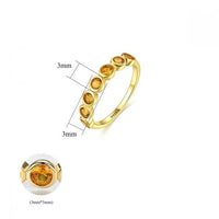 Round Yellow Crystal 925 Sterling Silver Ring